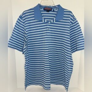 Vineyard Vines‎ mens blue striped pique cotton short sleeve polo size XL